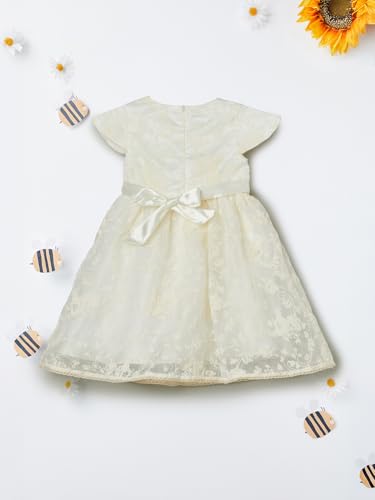 Max Girls Embroidered A-line Dress(White_3-4 Y)