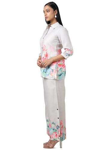 Soch Women Beige Linen Floral Print Co-Ord Set