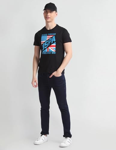 U.S. POLO ASSN. Mens Graphic Round Neck HS T-Shirts (UDTSHS0730_Black_S)