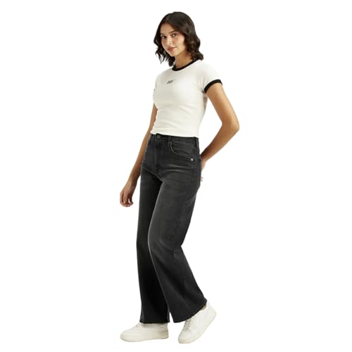 Levi's Women's Black Flared Fit High-Rise Jeans, 1002, 26