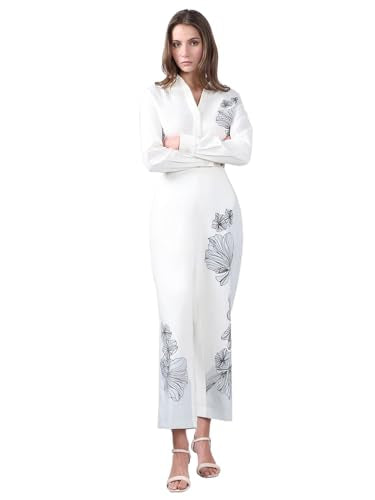 VERO MODA Women's Straight Fit High Rise White Pants