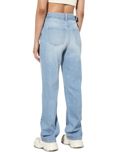 ONLY Women's Straight Fit High-Rise Blue Jeans