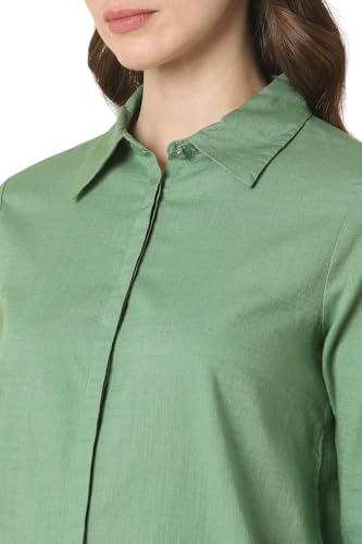 Allen Solly Women Green Textured Long Sleeves Shirt