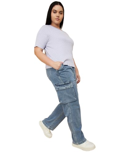 Max Women Washed Cargo Jeans (Blue_40)