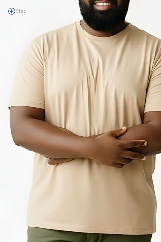 BRATMAZ Plus Size Men's Cotton T-Shirt, Beige, Crew Neck, Half Sleeve, Classic Fit, Casual Wear (in, Alpha, 5XL, Plus)