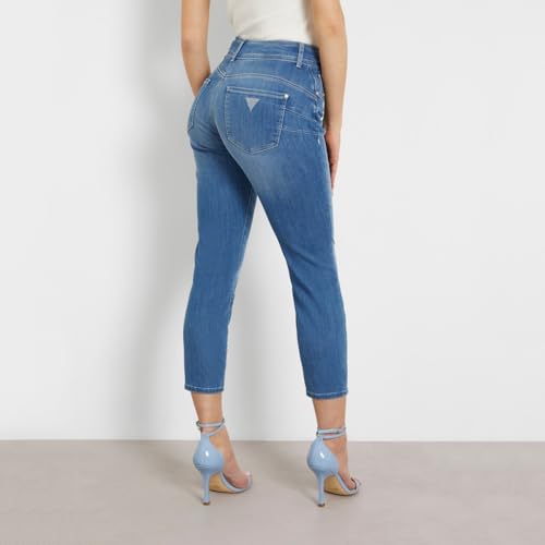 GUESS Eau Mid Solid Mid Rise Jeans Blue