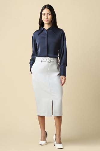 Allen Solly Women Navy Solid Long Sleeves Shirt