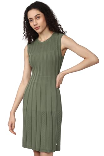 Van Heusen Women's Polyester Modern Mid-Thigh Length Dress (VWFDFRGFY44875_Olive