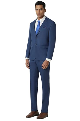 Van Heusen Men Navy Check Slim Fit Wedding Two Piece Suit