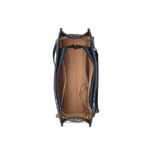 Caprese Florida Medium Tote Bag for Women | Stylish Handheld Bag with Zipper Closure & Multiple Compartments | Ideal for 16 inch Laptop Bag | Perfect for Office, Travel & Daily Use (Navy)