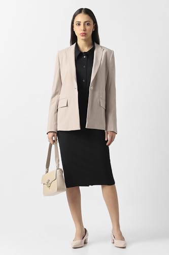 Women Beige Stripe Blazer