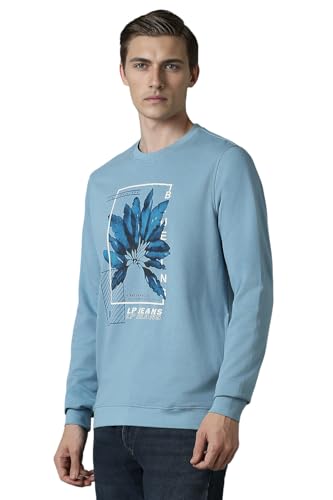 Louis Philippe Men Casual Blue Graphic Print Sweatshirt