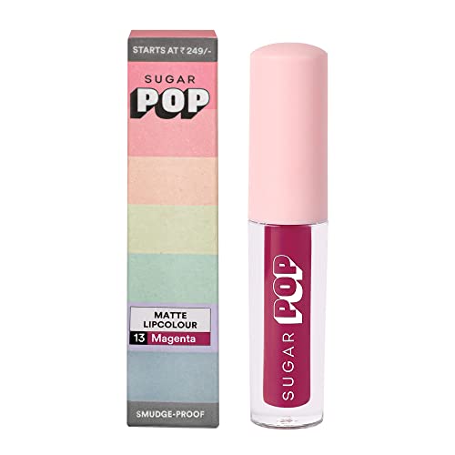 SUGAR POP Matte Lipcolour - 13 Magenta (Dark Pink) – 1.6 ml - Lasts Up to 8 hours l Pink Lipstick for Women l Non-Drying, Smudge Proof, Long Lasting