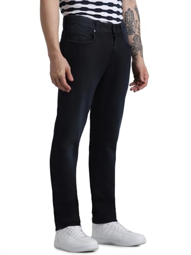 Jack & Jones Men Solid Cotton Blend Skinny Fit Low Rise Dark Blue Jeans