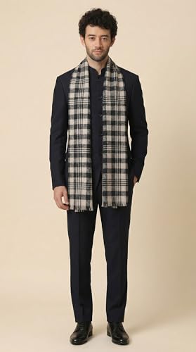 Zamour Faux Pashmina Reversible Stole for Men, Cashmere Feel Fine Wool Mens Muffler Shawl for Winter