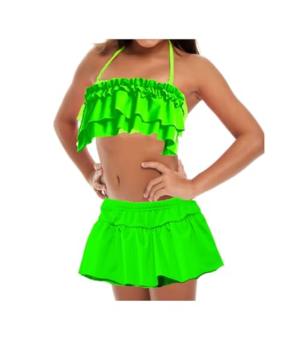 HIBA CREATIONS Baby Girl Kids Swimming Costume Bikini with Panty Skirt in Green Color 0-6 Months