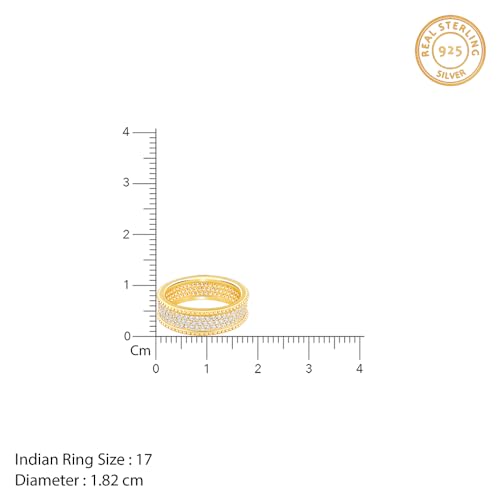 GIVA 925 Silver Golden Bold Edge Ring For Him, Fixed Size, Indian -17 | Gifts for Men and Boys | With Certificate of Authenticity and 925 Stamp | 6 Months Warranty