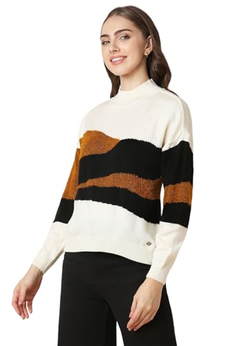 Allen Solly Women's Acrylic Crew Neck Sweater (AHSWCRGH821444_White
