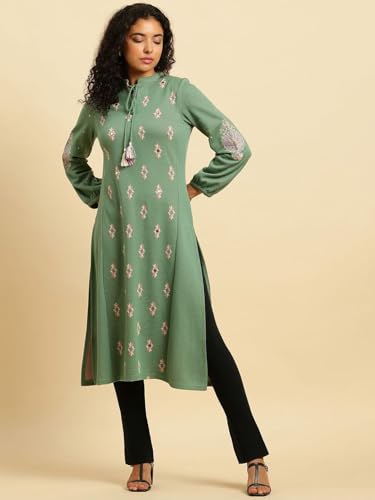 W for Woman Navy Solid Fit and Flare Pants (Size: S)-24NOW62078-218367