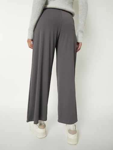 Max Women Ribbed Wide Leg Trousers (Grey_M)