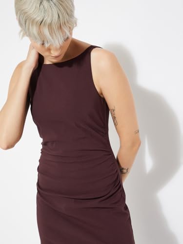 Max Alaya F x URB_N Women Bodycon Maxi Dress(Maroon_2XL)