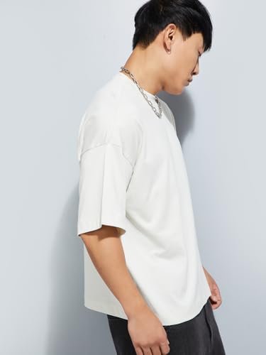 Max URB_N Men Printed Boxy Fit T-Shirt (White_L)