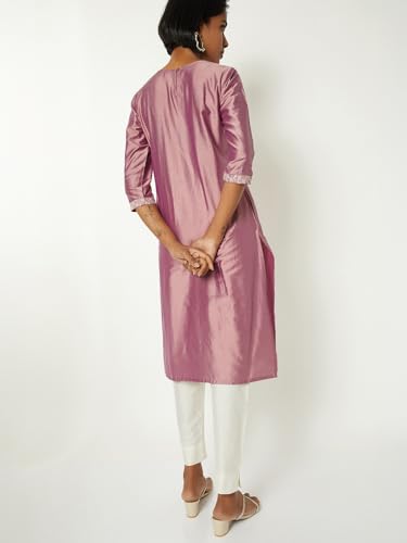 Max Women Embroidered Straight Kurta (Purple_XL)