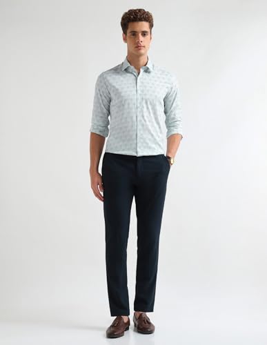 Arrow Newyork Men's Manhtattan Slim Fit Geometric Printed Shirt (ANAKSH1057_Blue_38)