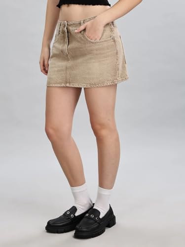 Slim Fit Solid Mid Rise Skirt