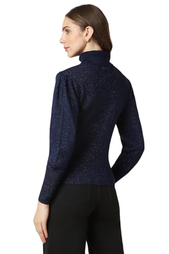 Allen Solly Women's Acrylic Blend Turtle Neck Sweater (AHSWCRGF150793_Navy
