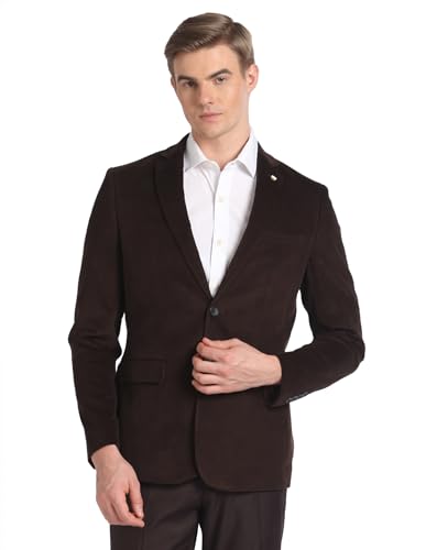 Arrow Men's Single Breasted Slim Blazer (ARAGBZ5028_Brown