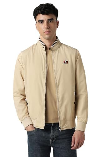 Van Heusen Men Beige Solid Formal Jacket