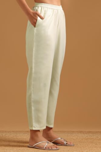 Soch Womens Cream Linen Botanical Salwar Suit With Beads And Stones