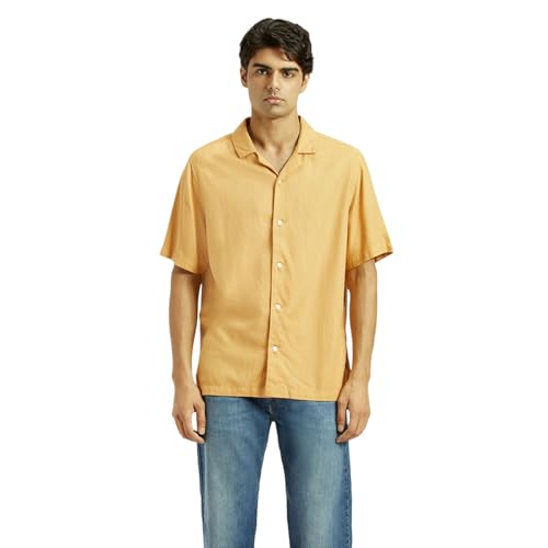 Levi's Men's Solid Regular Fit Shirt Yellow