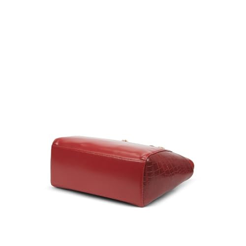 Caprese Macie Medium Alpine Oat Tote Bag for Women | Solid Faux Leather Shoulder Handbag with Spacious Interior & Zipper Closure | Fits Up to 16-Inch Laptop | Office & Travel Use (Cherry Lacquer)