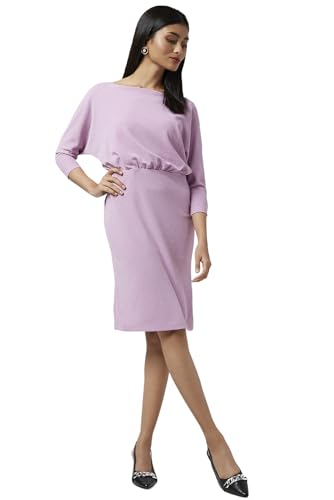 Annabelle by Pantaloons Women's Polyester Classic Knee Length Dress (110134640008_Mauve