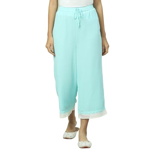 Rangriti Women's Regular Pants (RMMLAVISHF18231SS23SBLU_Blue