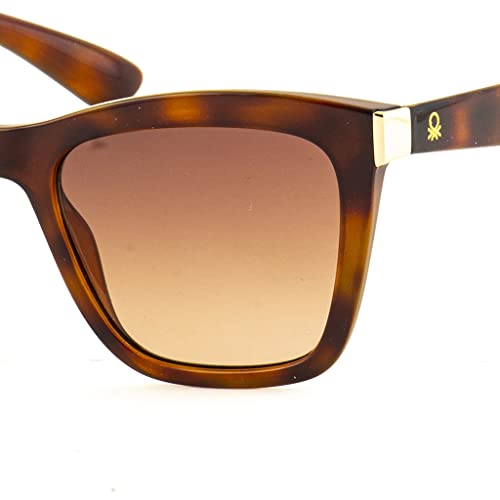 UNITED COLORS OF BENETTON orange lens with gradiant sqaure sunglass full rim brown textured frame