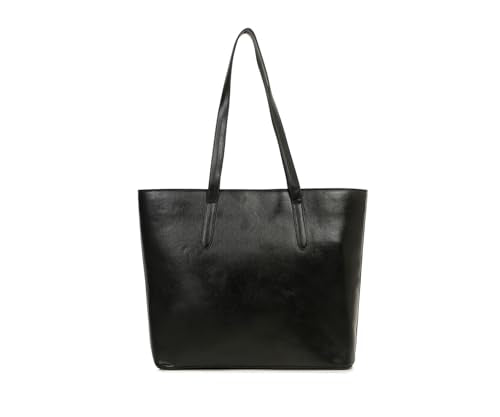 LOUIS STITCH Stylish Black Tote Bag for Women | Ladies Oversized Shopper Tote Handbag with Zipper for Travel, College | LDB-VF1005-TOTJB