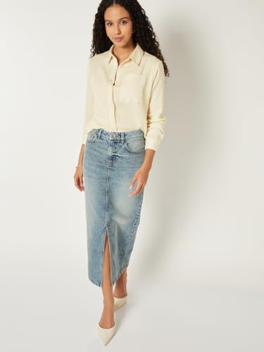 Max Women Textured Regular Fit Shirt (Beige_XL)