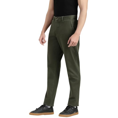 United Colors of Benetton Relaxed Fit Mid Rise Solid Trousers (Size : 42) - 26P4CTWB1002I903 Olive