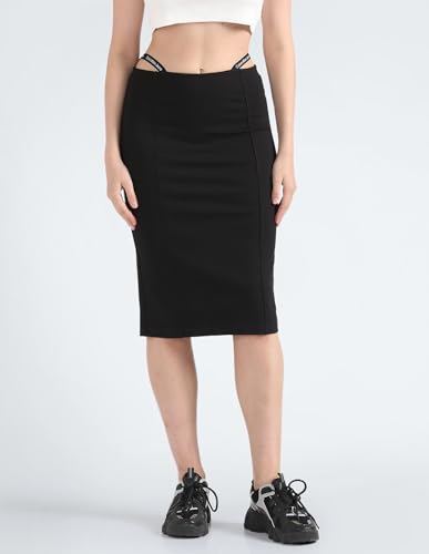 Calvin Klein Viscose Western Skirt Black