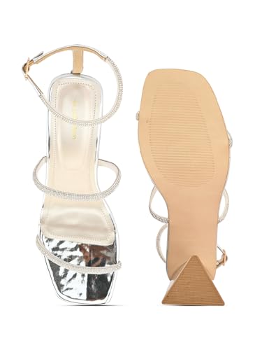 pelle albero Women Silver Embellished Ankle Strap Block Heels Sandals PA-PL-5051_Silver_41