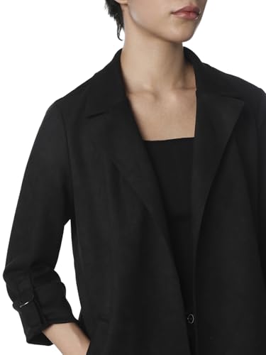 ONLY Women's Solid Regular Fit Black Coat