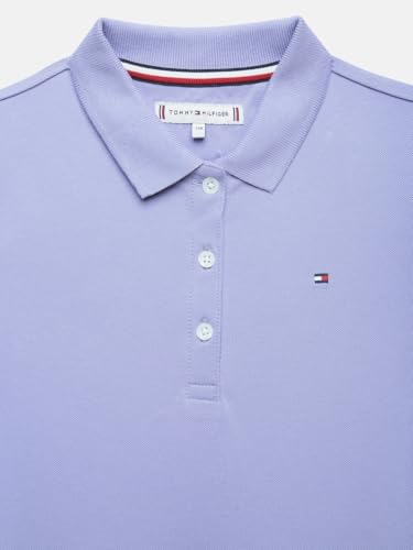 Girls Cotton Polo Collar T-Shirt Dress Purple