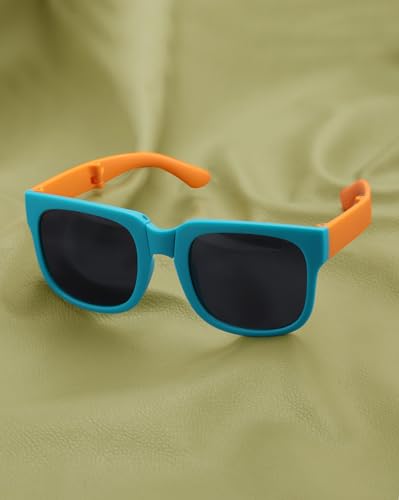 Carlton London Girls Turquoise and Orange Toned UV Protected Black Lens Foldover Sunglass