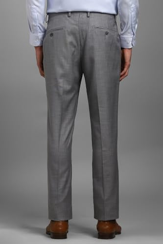 Louis Philippe Men Grey Textured Flat Front Formal God's & Kings Trousers