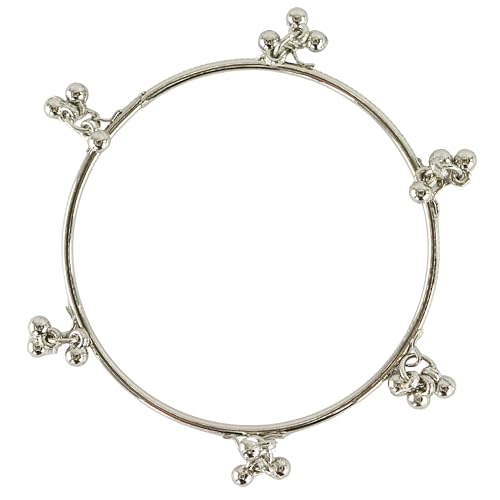 STYOLLO Fancy Kashmiri Ghungroo Alloy Bangles | Ethnic Metal Chudi For Women & Girls | Bridal Wedding Jewelry | Festival Party Fashion Style | Traditional Gift Bangle - Set Of 8 (SYL_DC13-Grey-2.4)