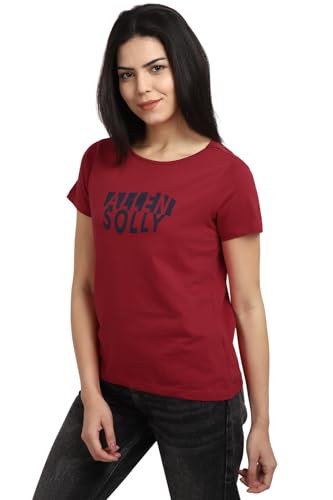 Allen Solly Women's Regular Fit T-Shirt (AHCTCRGB681451_Red