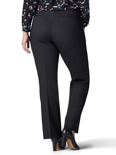 LEE Women's Plus Size Flex Motion Regular Fit Trouser Pant, Black, 30W Medium
